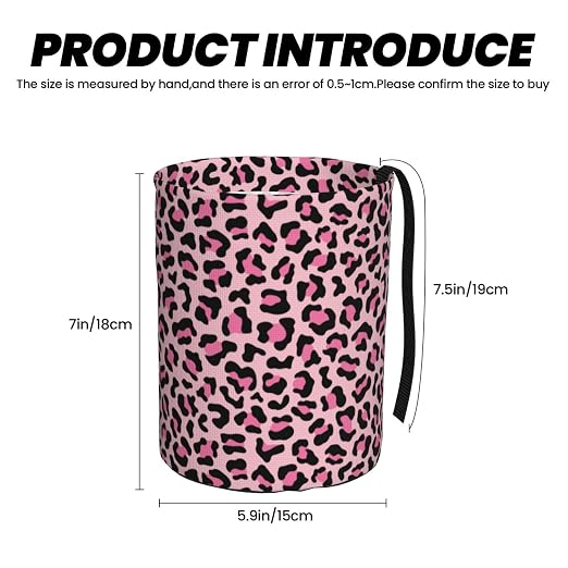Car Trash Bag Leopard Print Pink Hanging Back of Seat Car Portable Trash Bag Leopard Print Pink Waterproof One-Handed Portable Strap Drawstring Garbage Bags 2 Pieces Car Coasters