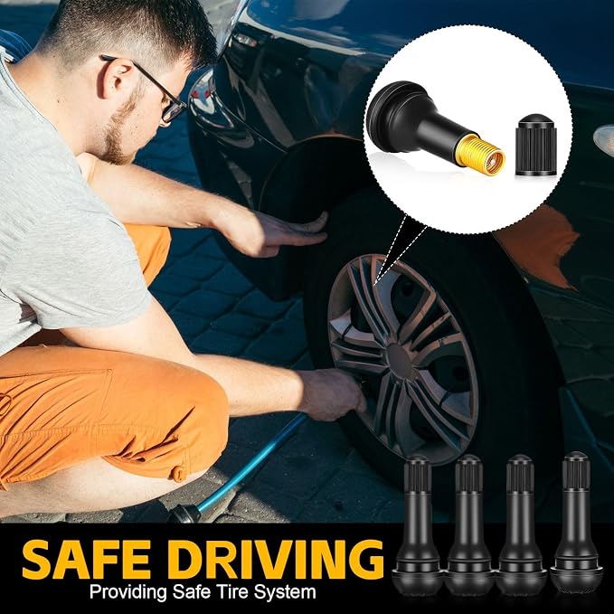 500 Pieces TR413 Valve Stems Tubeless Bulk Rubber Snap-in Valve Stems for 0.453 Inch Rim Holes, Black Standard Length Replacement Tool for Car Tubeless Replacement