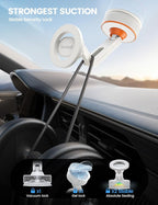 for Magsafe Car Mount - [Ultra Nano Gel & 70+LBS Vacuum Suction] 360° Magnetic Phone Holder for Car Suction Cup Phone Mount Dashboard Windshield Car Mount for iPhone 17 16 15 14 Pro Max White