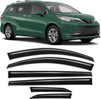 Rain Guards Compatible with Toyota Sienna 2021 2022 2023 2024 2025 2026, Tape-On Extra Durable Side Window Visor Deflectors 2021-2026 Sienna Rain Guard Black 6 PCS