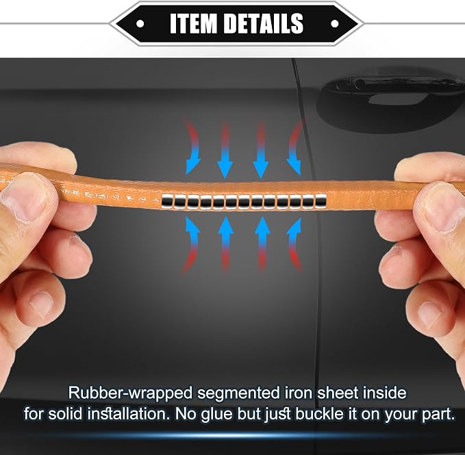 Car Door Edge Guard, 16.4ft U Shape Rubber Edge Trim Seal Strip Protector Universal for Car Truck ATV Boat Multifunctional No Glue PVC Iron Orange