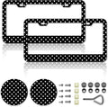 Polka Dots License Plate Frames，Polka dots Car Accessories for Women and Men ，Cute License Plate，Aluminum License Plate Frame Fits Standard US Vehicles Size 12.2 x 6 Inch (Black-Polka dots)