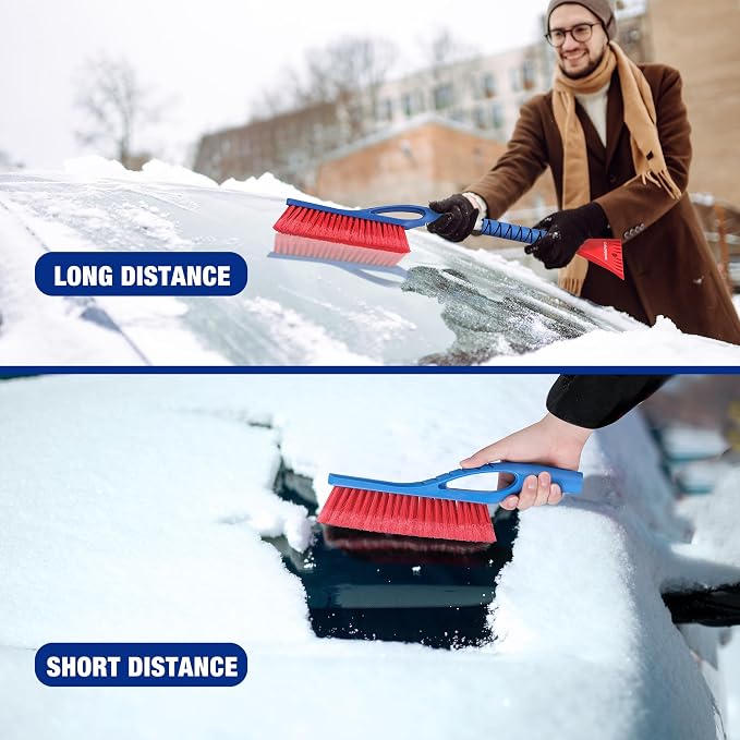 3-Piece Snow Removal Kit, 47" Detachable Snow Shovel, 27" 2-in-1 Ice Scraper & Snow Brush Tool, Separate Snow Scraper for Car, Truck, Driveway, and Winter Conditions, Storage Bag Included