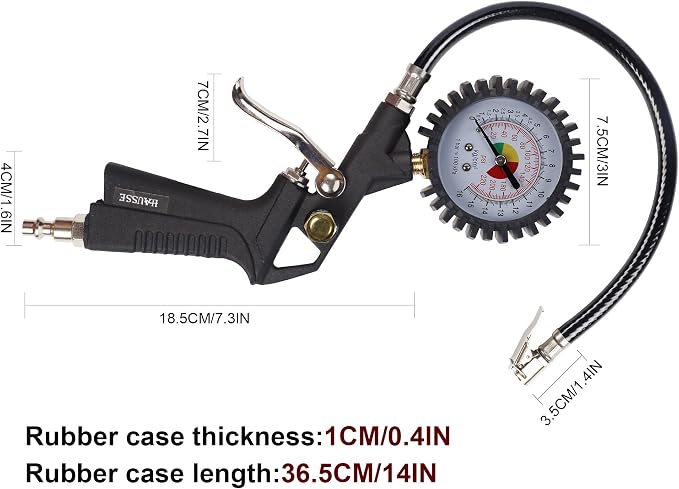 Heavy Duty Air Compressor Accessory Kit, Air Blow Gun and Air Hose Fittings, 1/4" NPT Air Tool Kit with 100 PSI Tire Inflator Gauge