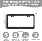 Bling License Plate Frames for Women, Sparkly Rhinestone Diamond Car Accessories with Glitter Crystal Caps (1 Pack Black)