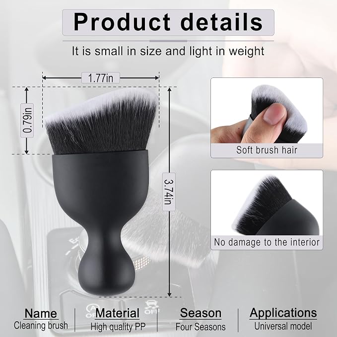 Car Detailing Brushes, Car Interior Dust Sweeping Soft Brush, Soft Bristles Brush Cleaning Tool for Automotive Dashboard, Air Conditioner Vents, Computer, Scratch Free(Black with White)