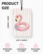 Pink Summer Beach Car Air Freshener 4 Pcs Coconut Scented, Coastal Preppy Flamingo Bikini Car Accessories Mirror Decor for Women, Girly Hanging Air Freshener for Cars Closet Drawer Books