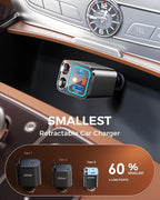Retractable Car Charger, 69W Car Charger Adapter for iPhone 17 USB C Charger Fast Charging with Starry Light, Car Accessories Compatible with iPhone 17/16/15/14/13/12, iPad, Android, Pixel