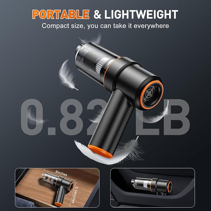 Handheld Car Vacuum Cleaner, 11000PA Vacuum Cleaner & Air Duster, 120W High Power Vacuum Portable Cordless, Hand Held Vacuum Rechargeable with Multi-Nozzles & LED Light for Home, Car, Office