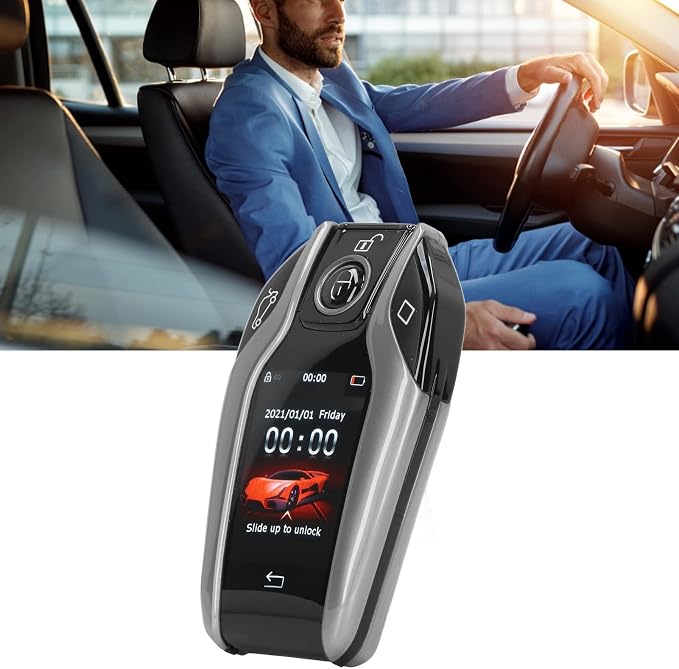 Key Cover LCD Universal Smart Fob,Keyless Entry and Remote Control Universal TK800+ LCD Touch Sn Smart Key Remote Keyless Entry for All Start Stop Engine Button Red(Silver)