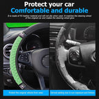 Bling Car Steering Wheel Cover, 15 Inch Rhinestones Soft Leather Elastic Steering Wheel Protector, Sparkly Crystal Diamond for Women Girls (Green)