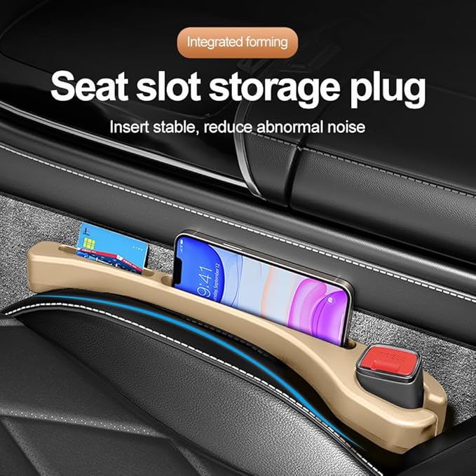 2PCS Car Seat Gap Filler Organizer,Upgrade Car Side Seat Gap Filler with Phone Holder,Multifunctional Car Seat Filler Gap Space Prevents Things Dropping for Cars,SUVs (Beige)