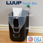 Luup Trash Can (Black) - Reuse Grocery Bags - Plastic Garbage Container for Bathroom, Vanity, Laundry Room, Kitchen, Office, Garage - 2.5 Gallon Wastebasket with Hooks to Secure Trash Bags