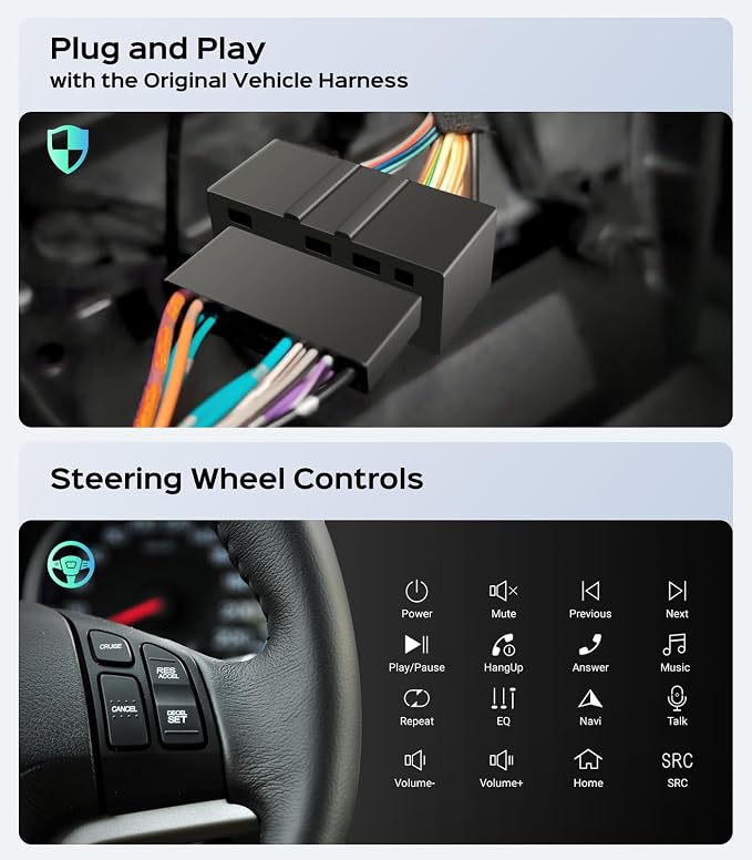 Car Radio Stereo for Honda CR-V 06-11, Wireless CarPlay & Android Auto | 9-inch IPS touchscreen, 64G storage, 5G WiFi GPS, Bluetooth FM AM SWC, plug-and-play, HD backup camera