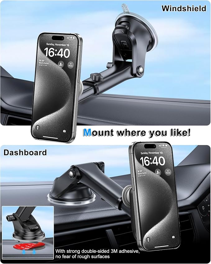 for Pop Socket Car Mount, Suction Cup Socket Grip Holder for Car with Strong 3M Sticky Adhesive, Dashboard Windshield Car Phone Holder Works for Popsocket, Fits All Smartphones with Pop Grip