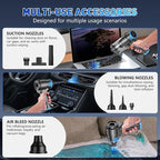 Handheld Car Vacuum Cleaner, 16000PA Air Duster & Vacuum Cleaner, 120W High Power Hand Held Vacuum Cordless, Portable Vacuum Rechargeable with Multi-Nozzles & LED Light for Car, Home, Pet, Office