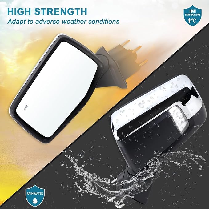 Left Driver Side Mirror Compatible With 2019-2025 Chevy Silverado 1500 With Power Glass Power Folding Heated Turn Signal Puddle Lights Mirror Memory Blind Spot Chrome Replace#84898867(14Pins)