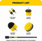 6Pack Drill Brush Power Scrubber Cleaning Brush Extended Long Attachment Set All Purpose Drill Scrub Brushes Kit for Grout, Floor, Tub, Bathroom and Kitchen Surface,Scratch Brushes（Yellow）