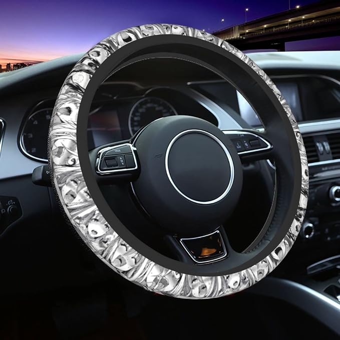Sexy Lewd Face Anime Steering Wheel Cover Anime Car Accessories for Men Women with Car Coaster, 15 Inch Anti-Slip Car Steering Wheel Covers Universal Fit