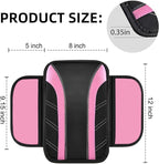 10 Pcs Car Floor Mats Full Set & Sport Leather Steering Wheel Cover 14.5-15 inch, Center Console Cover, Seat Belt Cushion, Cup Holder Coaster, Universal Automobile Interior Sets (Pink)