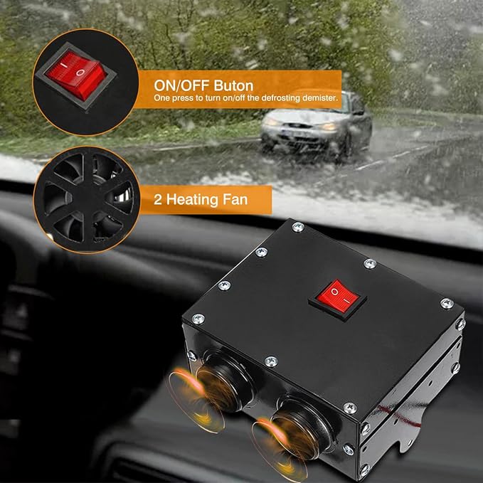 Car Heater Windshield De-Icers - Torcarvh Car Defogger 12V 500W Car Heater 2 in 1 Portable Car Heaters and Cooling Fan with Purification for Winter (12V 500W, 2 Holes)