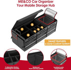 MEI&CO Car Trunk Organizer - 2.5mm PP Board Built, 35L Leakproof Cooler, 105L Capacity, 2 Tie-Down Straps, 4 Adjustable Dividers, Foldable Design for SUVs, Trucks, and Cars