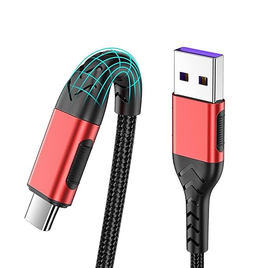 USB C Charger Cable, Upgarded 2Pack 1ft Fast Charging 1 Feet USB Type C Charging Cord Cable, 1 Foot Type C Charger Premium Nylon Braided USB Cable Compatible with iPhone 15/Pro/Plust/Max-Red
