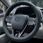 Steering Wheel Cover Small Size 14-14.25 inch, Non-Slip Car Wheel Protector for Prius Civic Model 3 Model Y Camaro, Non-Folding Packaging, Microfiber Leather, Black