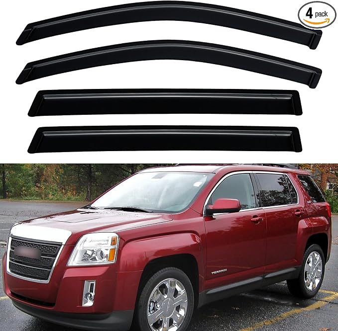 Window Visors Rain Guards for 2010-2017 GMC Terrain, Out-Channel Window Vent Wind Deflectors Visors Shades for 10 11 12 13 14 15 16 17 GMC Terrain