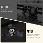 2PCS Sunglass Holder for Car Visor, Faux Leather Eyeglass Holder Clip for Car Sun Visor Organizer, Universal One Handed Operation Sun Glass Hanger, Car Interior Accessories for Women Man
