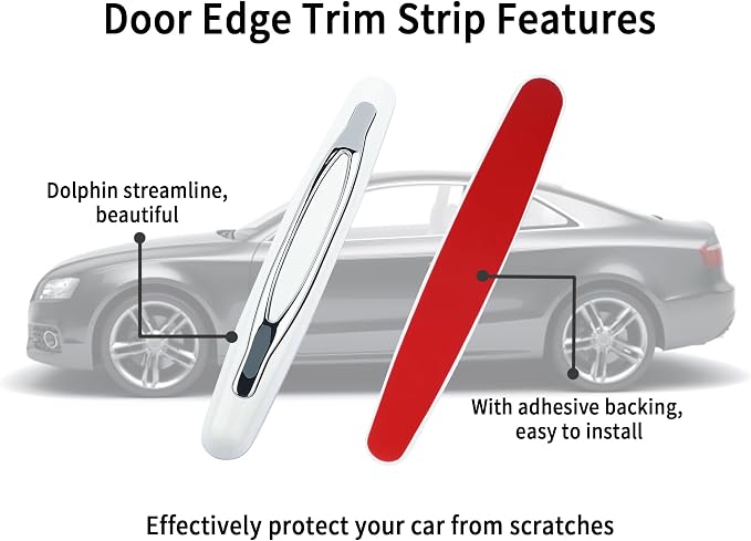 4PCS Car Door Edge Guards,Anti-Scratch Car Door Protector Trim Strip with Self Adhesive for Car Decor,Universal Exterior Car Accessories Door Guards for Cars Trucks SUVs (White)