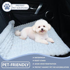 Dog Car Seat Waterproof Bed Cover Non-Slip Car Back Seat Soft and Comfortabl Pet Bed Mat Car Blanket for Travel Backseat Extender Seat Covers Dog Bed for Cars Trucks and SUVs (White Cover 23.6” x 51”)