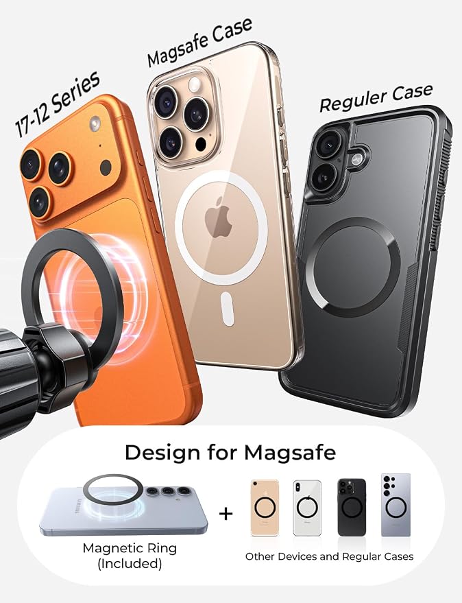 for MagSafe Car Mount,Car Accessories for Women Men [2025 Ultra] Magnetic Phone Holder for Car 360 Dashboard Vent Phone Mount for Car Organization iPhone 16 15 14 13 12 Pro Plus Mini,Red