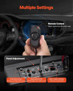 10" 440W Underseat Car Subwoofer, Slim Powered Car Subwoofers with Blue Ambient Light, Low Profile Audio Sub Under The Seat with Built-in Amplifier, Remote Controller for SUVs, Car, Truck, RV