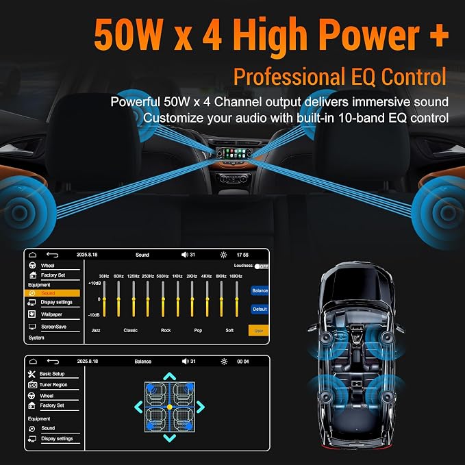Single Din Car Radio with Apple CarPlay, Backup Camera，External Mic,Single Din Touchscreen Radio Supports Android Auto, Bluetooth, Dual Physical Knobs,SWC, EQ, FM Radio (Black)