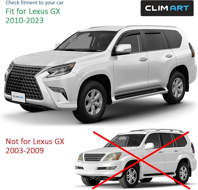 in-Channel Incredibly Durable Rain Guards for Lexus GX 2010-2023, Original Window Deflectors, Vent Window Visors, Vent Deflector, 4 pcs. - 610482