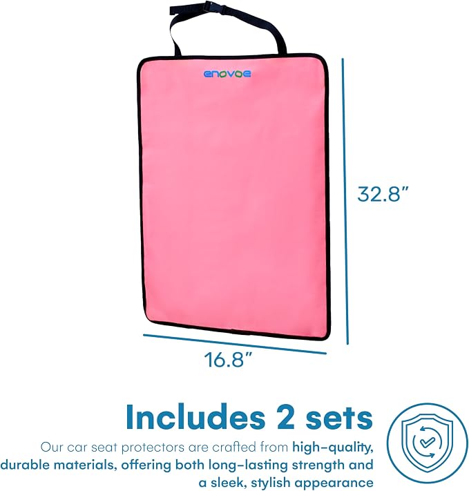 Kick Mats - Set of 2 - Back of Seat Protector for Kids Feet - Car Seat Back Protector - Shields from Dirt and Scuffs - Durable Material - 16.8x32.8inch - Pink - Kick Mats Back Seat Protector