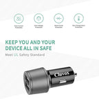 Rapid USB C Car Charger, Compatible for Samsung Galaxy S26/S25 Plus/Ultra/S24/S23/S22/S21/Note 20/10/S20/S10+/S9/A56/A36/A50/A70, Quick Charge 3.0 Dual USB 18W Fast Car Charger+ Type C Cable 6.6ft
