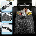 Grey Leopard Pattern Car Trash Bag - Waterproof Car Trash Bag Hanging Leakproof Car Garbage Bag - Washable Reusable Trash Bag For Car Interior Hanging Organizer Storage Vehicle Travelling Camping