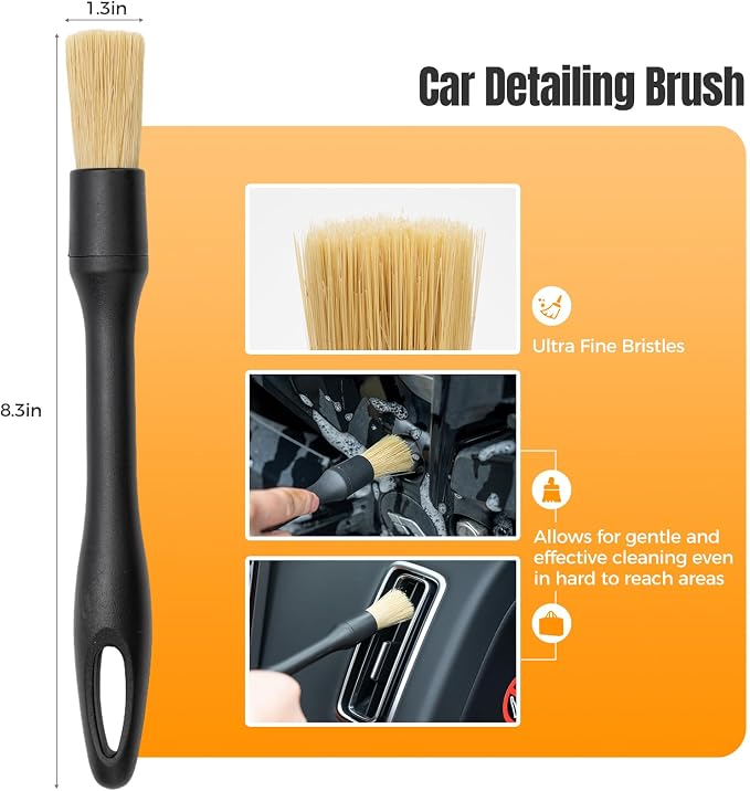9Pcs Car Wheel Brush kit, Tire Brush, Microfiber Flat Wheel Cleaner Brush | Soft-bristled Rim Cleaner Brush, Tire Shine Applicator, Detailing Brushes, Detailing Pads, Scratch-Free Car Drying Towel