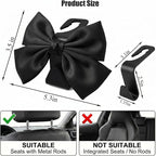 2 Pack Cute Bow Car Seat Headrest Hooks, Purse Hook for Car, Car Purse Hanger for Bags, Backseat Storage Organizer, Universal Vehicle Hooks for Women, Sedan SUV Truck, Black