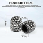 4 Pack Handmade Crystal Rhinestone Tire Valve Stem Caps, Universal for Cars, Trucks and Motorcycles - Glossy Black