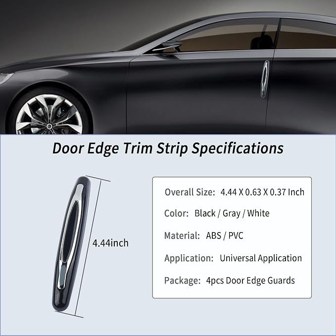 4PCS Car Door Edge Guards,Anti-Scratch Car Door Protector Trim Strip with Self Adhesive for Car Decor,Universal Exterior Car Accessories Door Guards for Cars Trucks SUVs (Black)