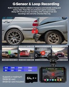 V100 4K Dash Cam Front and Rear, Free 64GB Card Dashcam Car Camera | 4" Touch Screen, STARVIS 2 Night Vision, GPS, 5G WiFi up to 20MB/s, Voice Control, 24H Parking Mode, G-Sensor Loop Recording