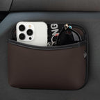 Universal Car Side Pocket Organizer, PU Leather Car Pocket Pouch for Car Seat, Door, Window, Console, Cards Trash Cell Phone Sunglasses Holder for Car, Brown