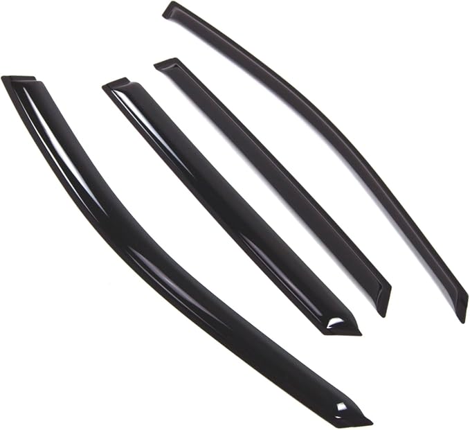 WD2-806B Dark Smoke 4 Pcs Set Window Visor (Outside Mount) Deflector Rain Guard Compatible with 2017-2018 Hyundai Grand Santa Fe, Santa Fe XL