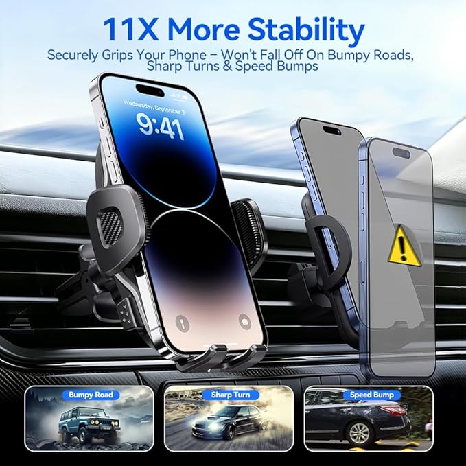 2026 New Car Vent Phone Holder [Thick Cases Friendly] Rotatable Universal Phone Mount for Your Car with Wide Clamp, Car Phone Holder Mount for iPhone 17 Pro Max 15 14 13 Samsung S25