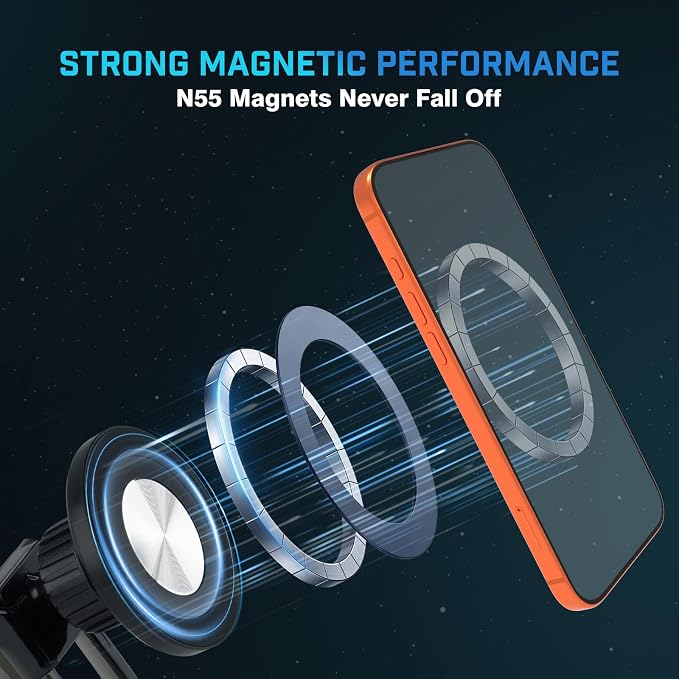 Magnetic Car Cell Phone Holder for Honda CRV 2017-2022 Accessories, CR-V Phone Mount for 4-7 Inch Phones, Mobile Stand with 2 Options iPhone Mag Safe & Clip-in