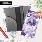 Leather Car Registration and Insurance Card Holder, Cute Car Accessories Vehicle Glove Box Car Organizer for Documents, Cards, License Cute Purple Flowers