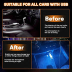 2PCS USB LED Lights for Car Interior, Mini Ambient Lighting Car Interior Lights, Touch Control Car USB Light, Decorative Night Light for Vehicle Bedroom Camping(Blue)